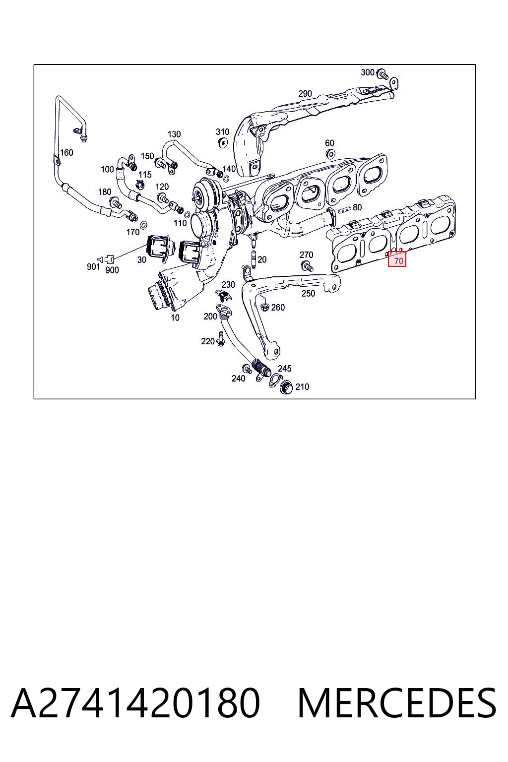 A2741420180 Mercedes Junta colector joint