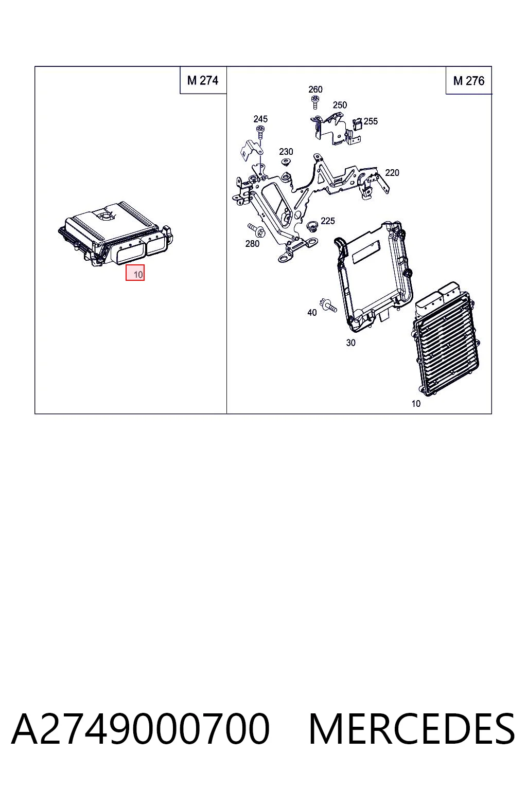 Módulo de control del motor (ECU) A2749000700 MERCEDES