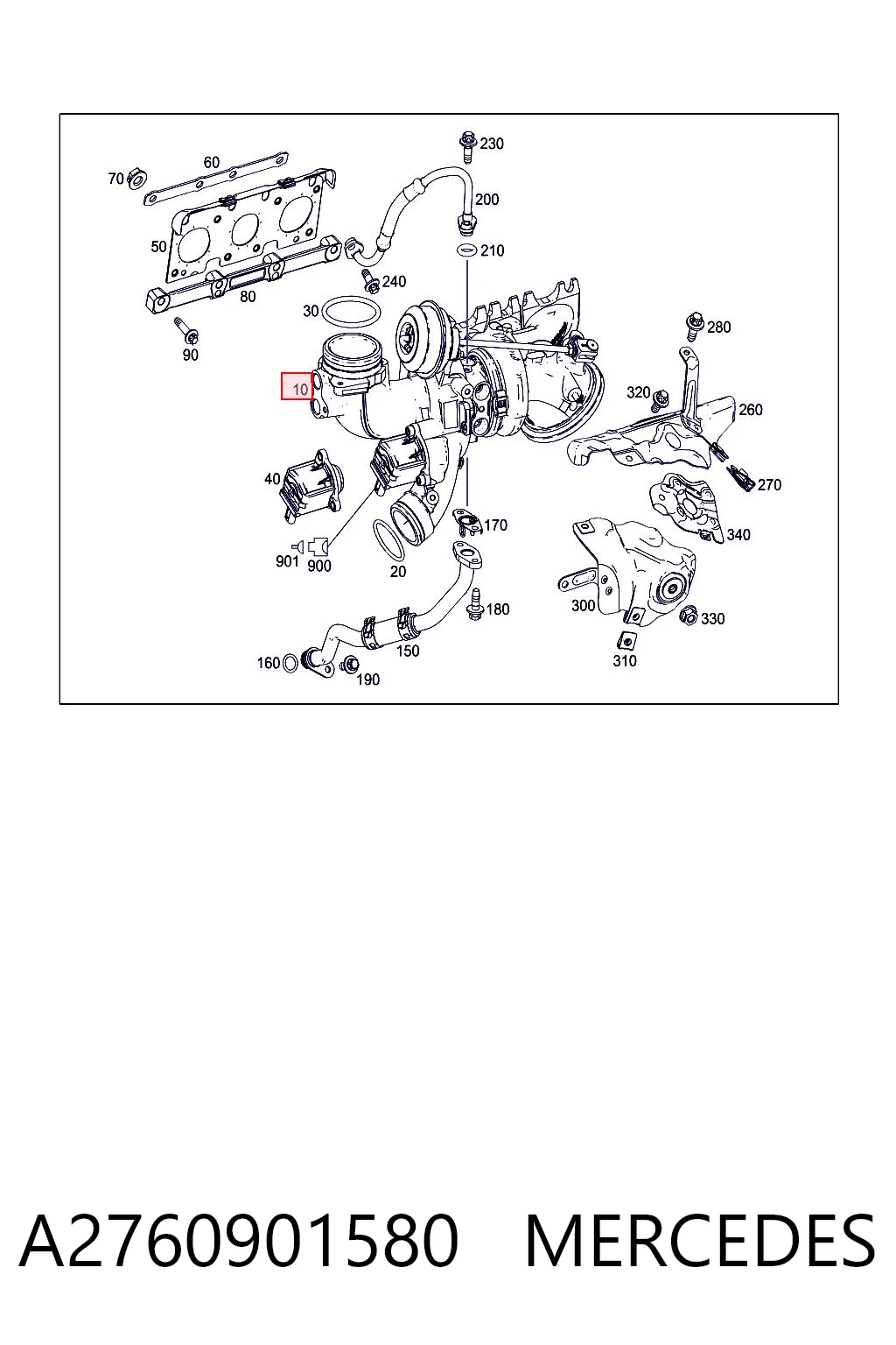 A2760901580 Mercedes Turbo para motor