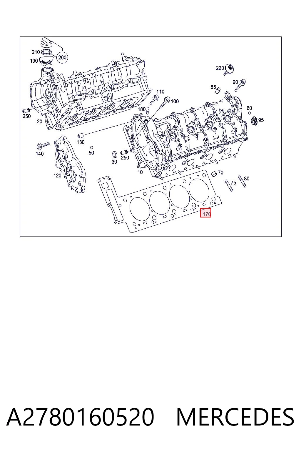 A2780160520 Mercedes Empaque de culata derecha