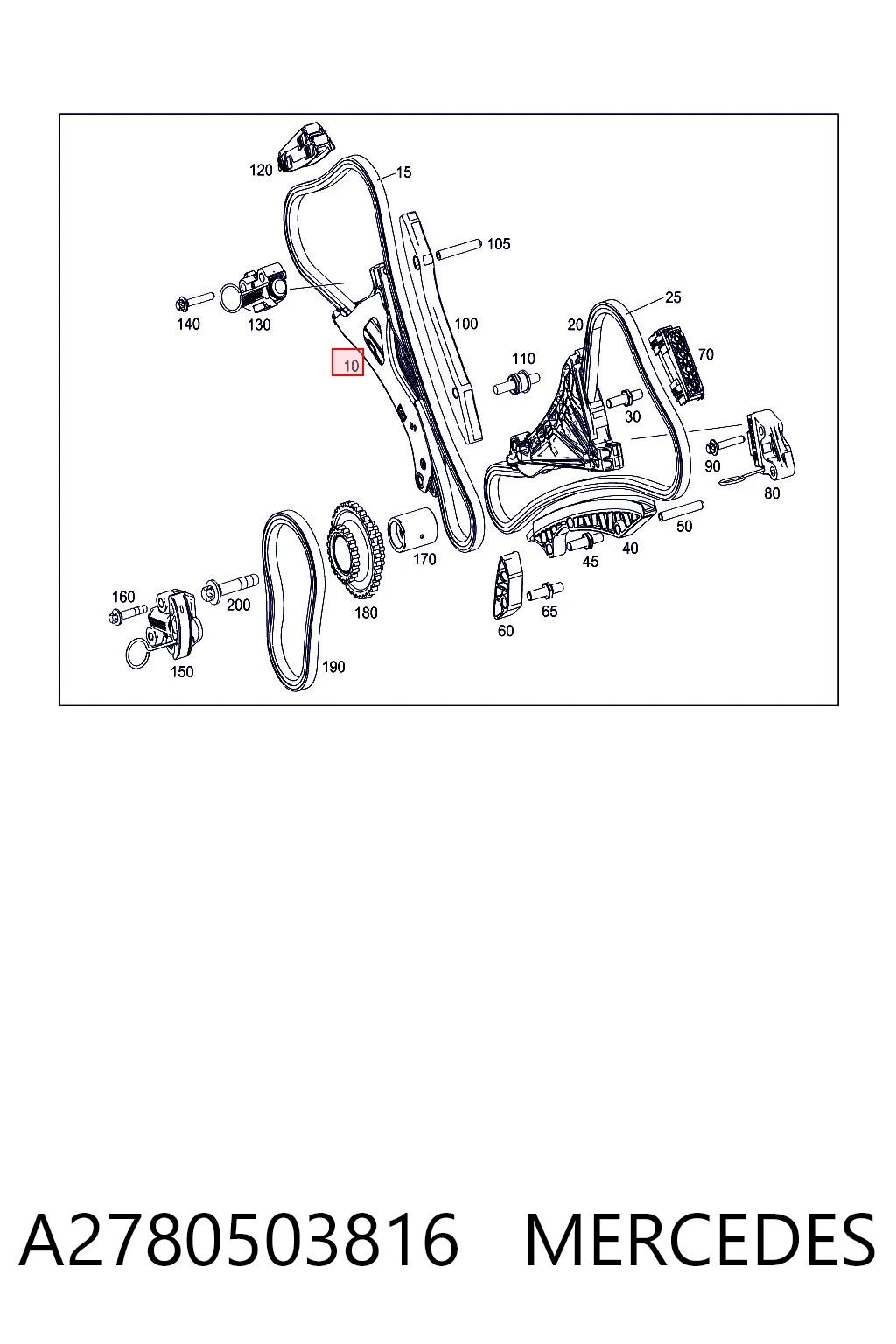 A2780503816 Mercedes Guía del tensor de la cadena de distribución