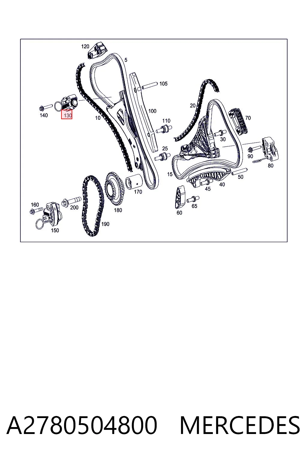 A2780504800 Mercedes Tensor derecho de cadena de distribución