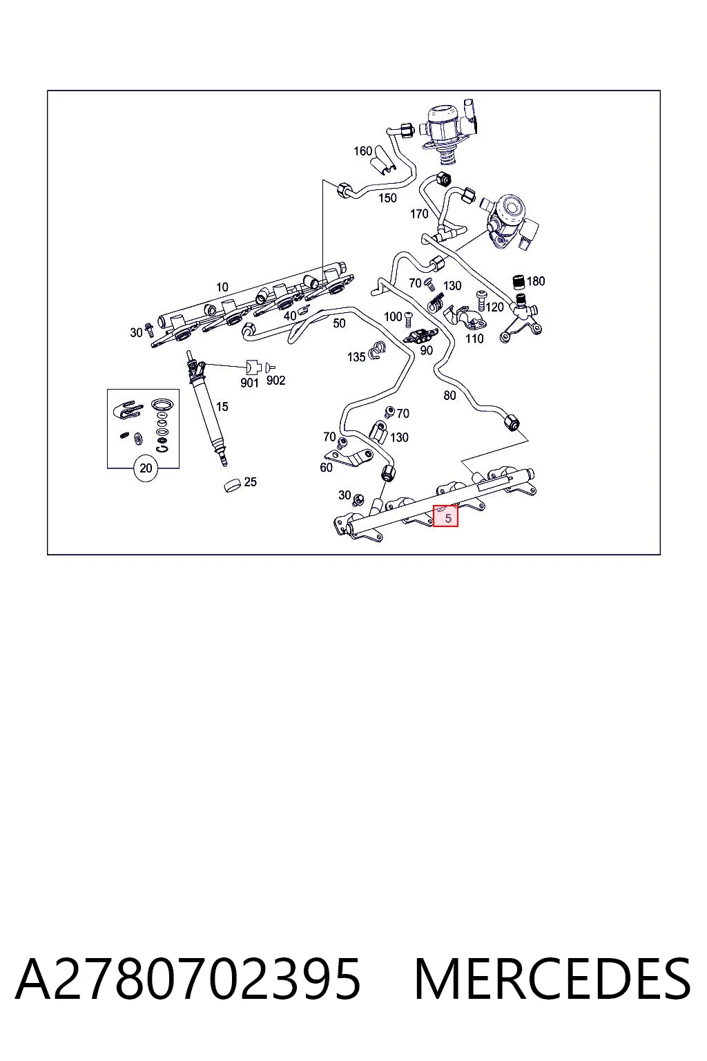 Rampa de combustible izquierda A2780702395 MERCEDES