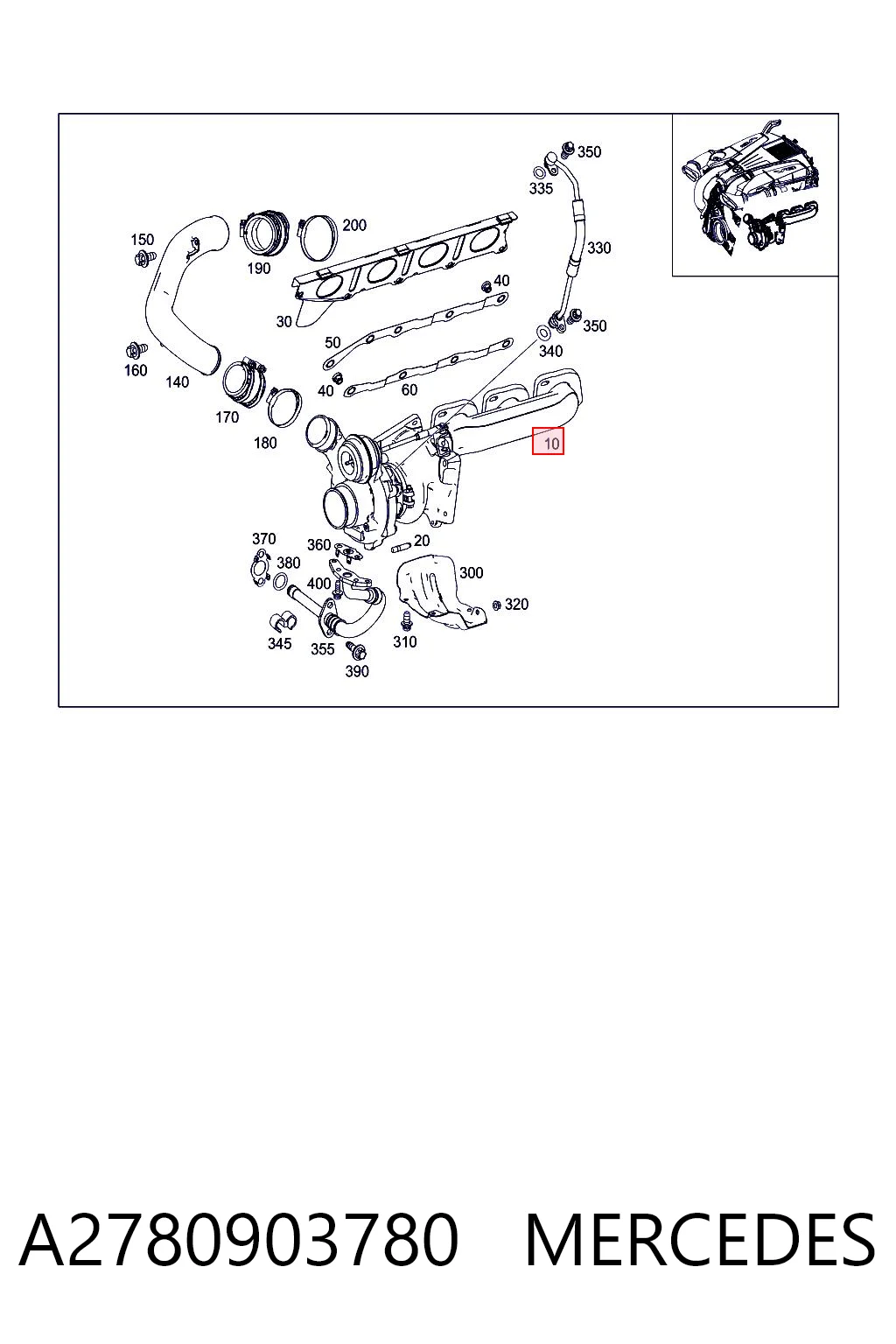 A2780903780 Mercedes Turbo para motor