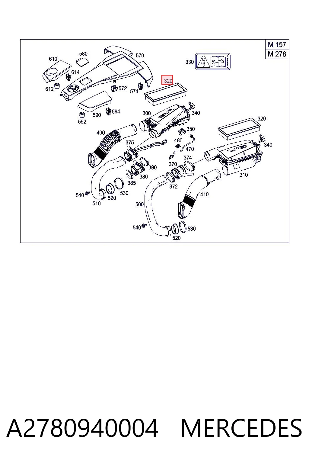 A2780940004 Mercedes Filtro de aire de motor