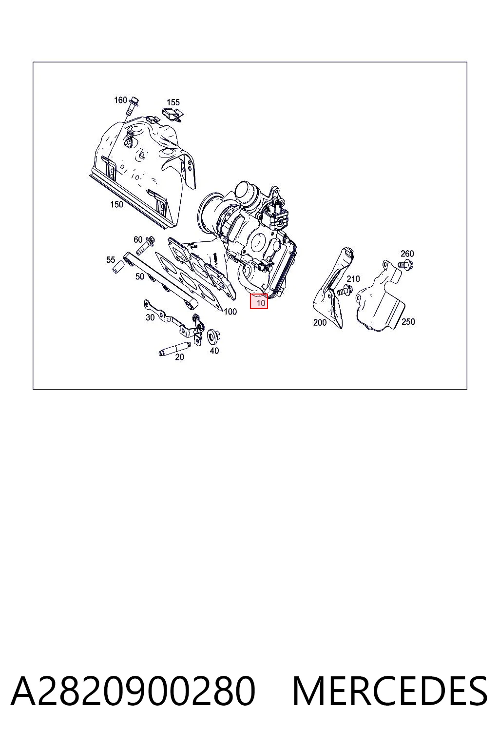 A2820900280 Mercedes Turbo para motor