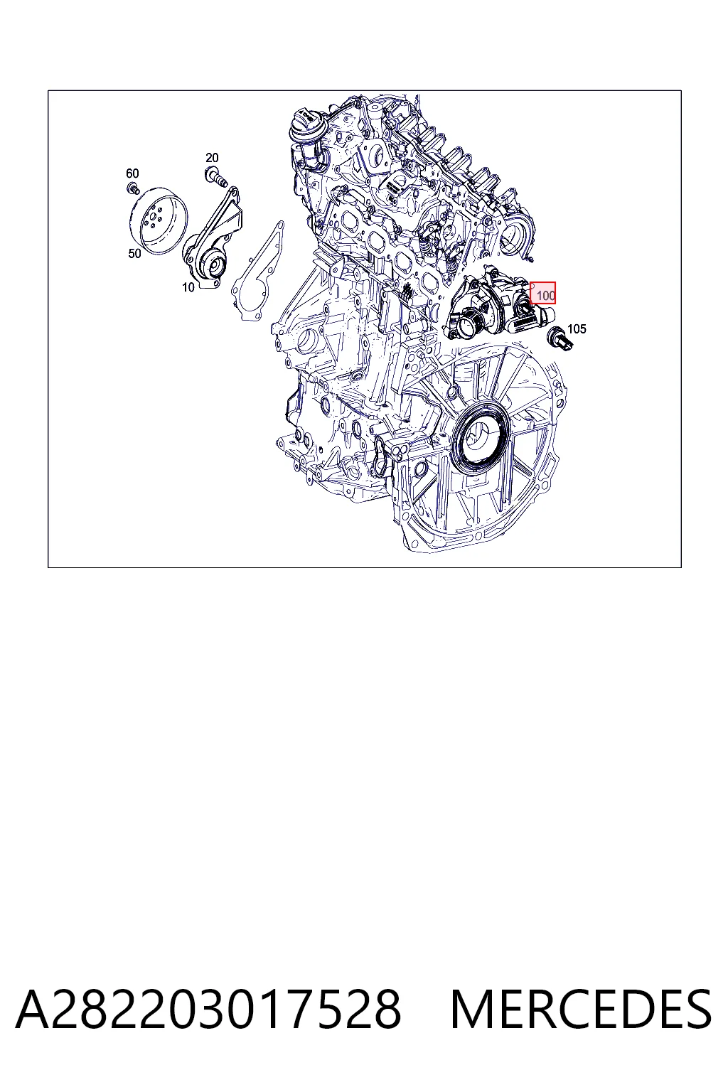A282203017528 Mercedes Caja del termostato