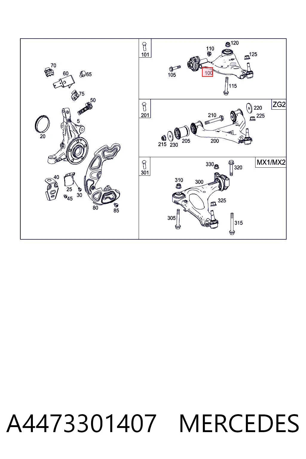 A4473301407 Mercedes Brazo inferior izquierdo de la suspensión delantera