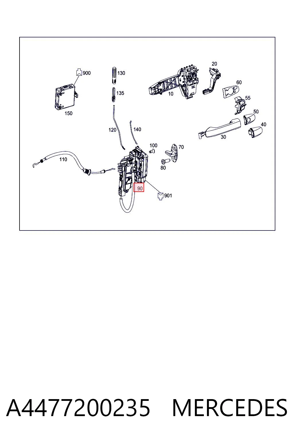 A4477200235 Mercedes Cerradura de puerta delantera derecha