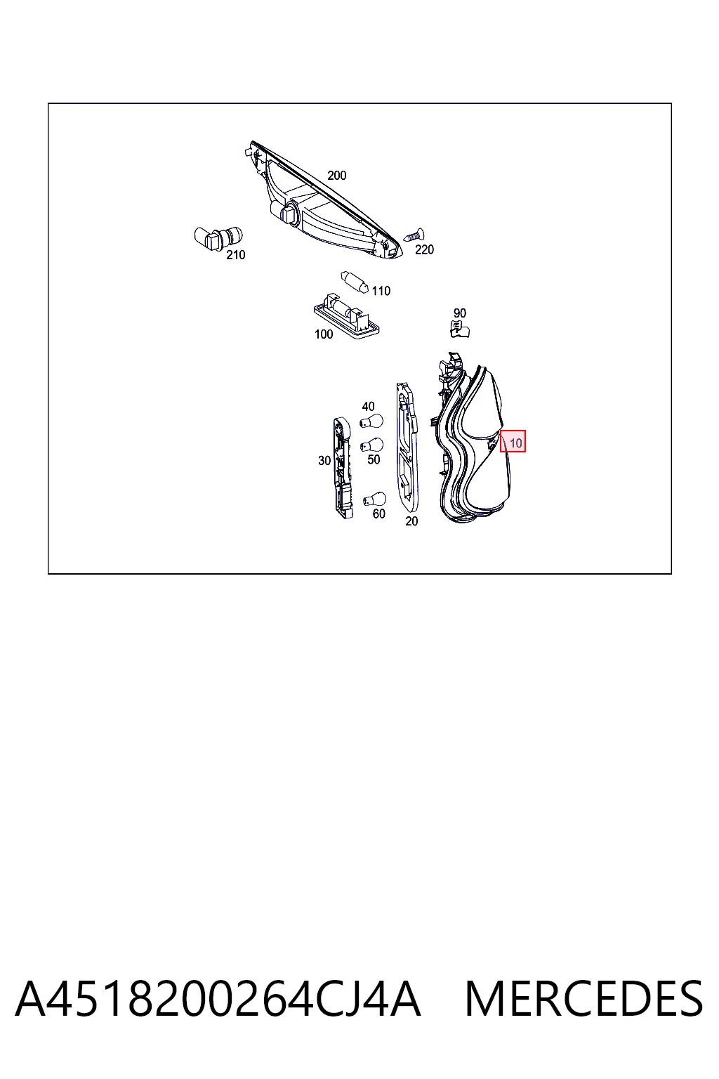 Piloto trasero derecho para Smart FORTWO 451