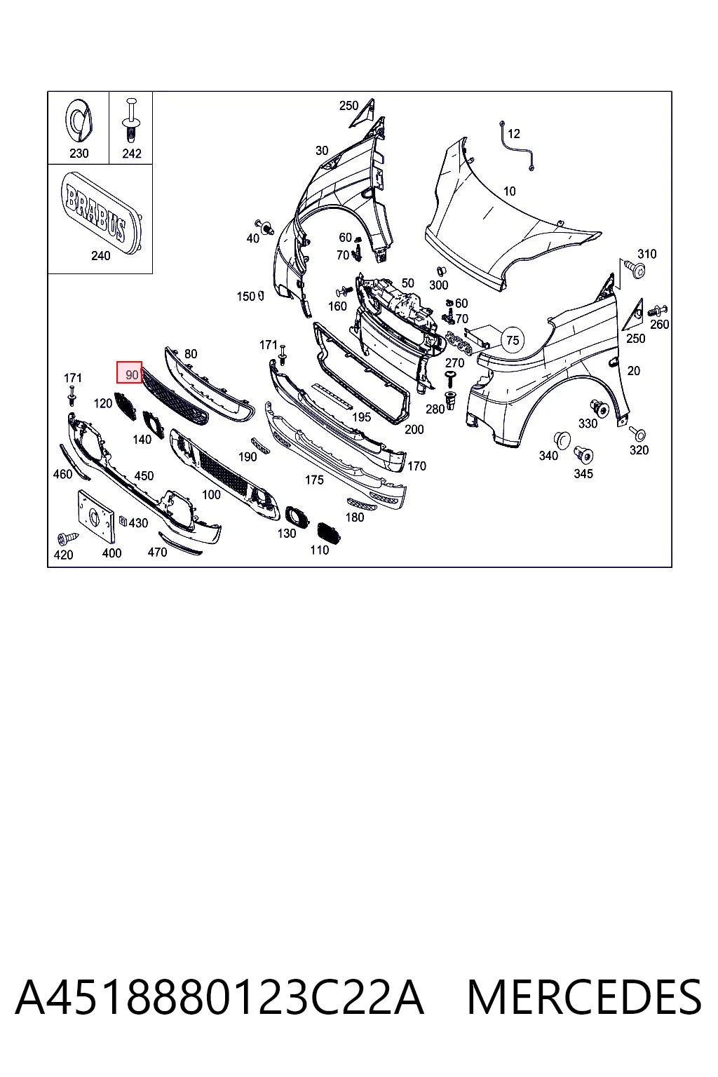 Comprar Parrilla del radiador Smart FORTWO  451 a bajo precio