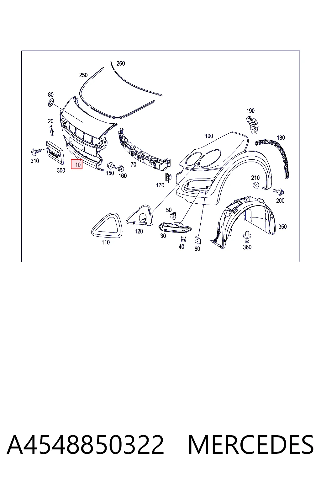 Parachoques delantero A4548850322 MERCEDES