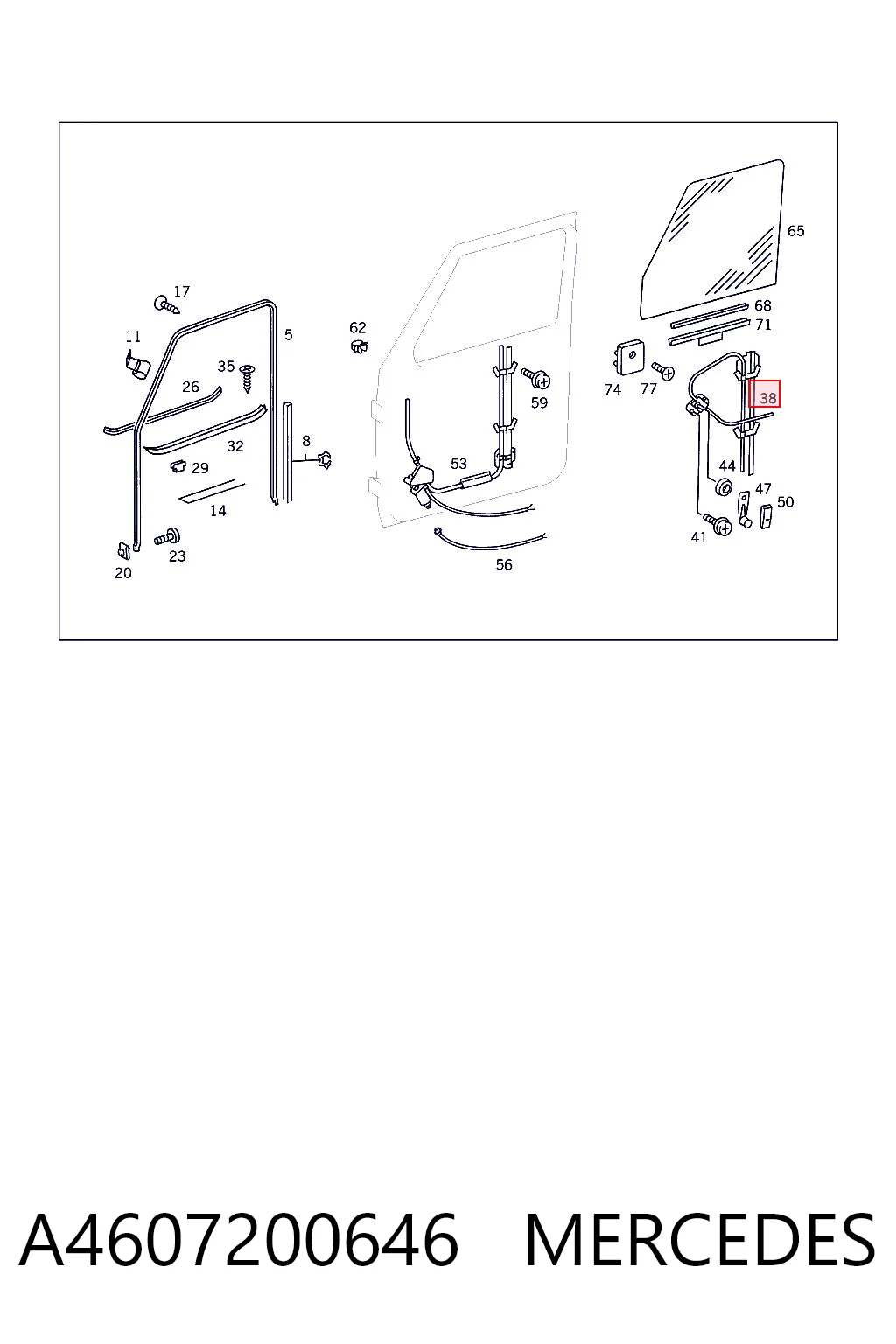 Mecanismo de elevalunas delantero derecha Mercedes G I SUV (W463) (1989 - 2018) precio, desde 32,29 EUR