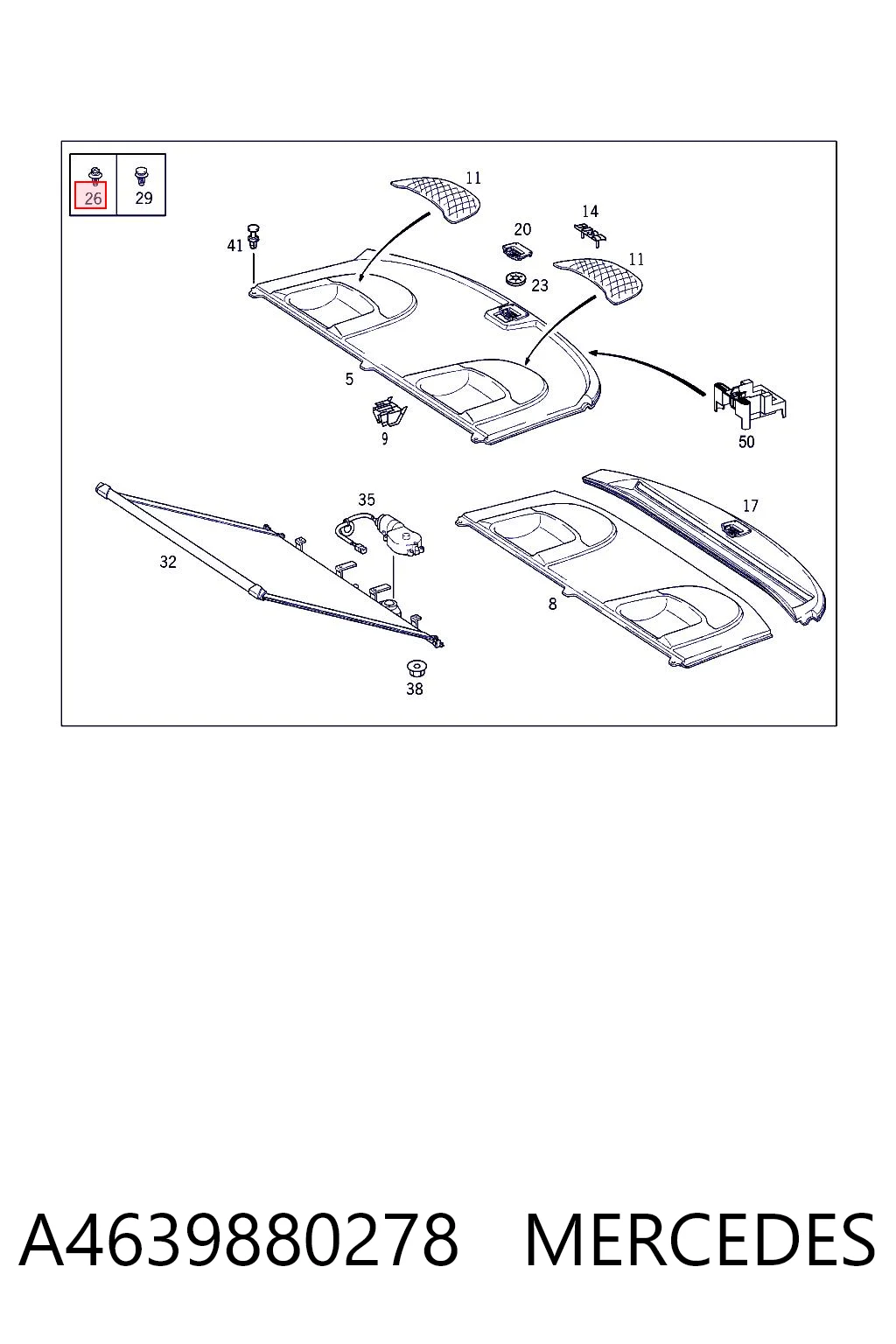 A4639880278 Mercedes Clips de fijación para panel de puerta