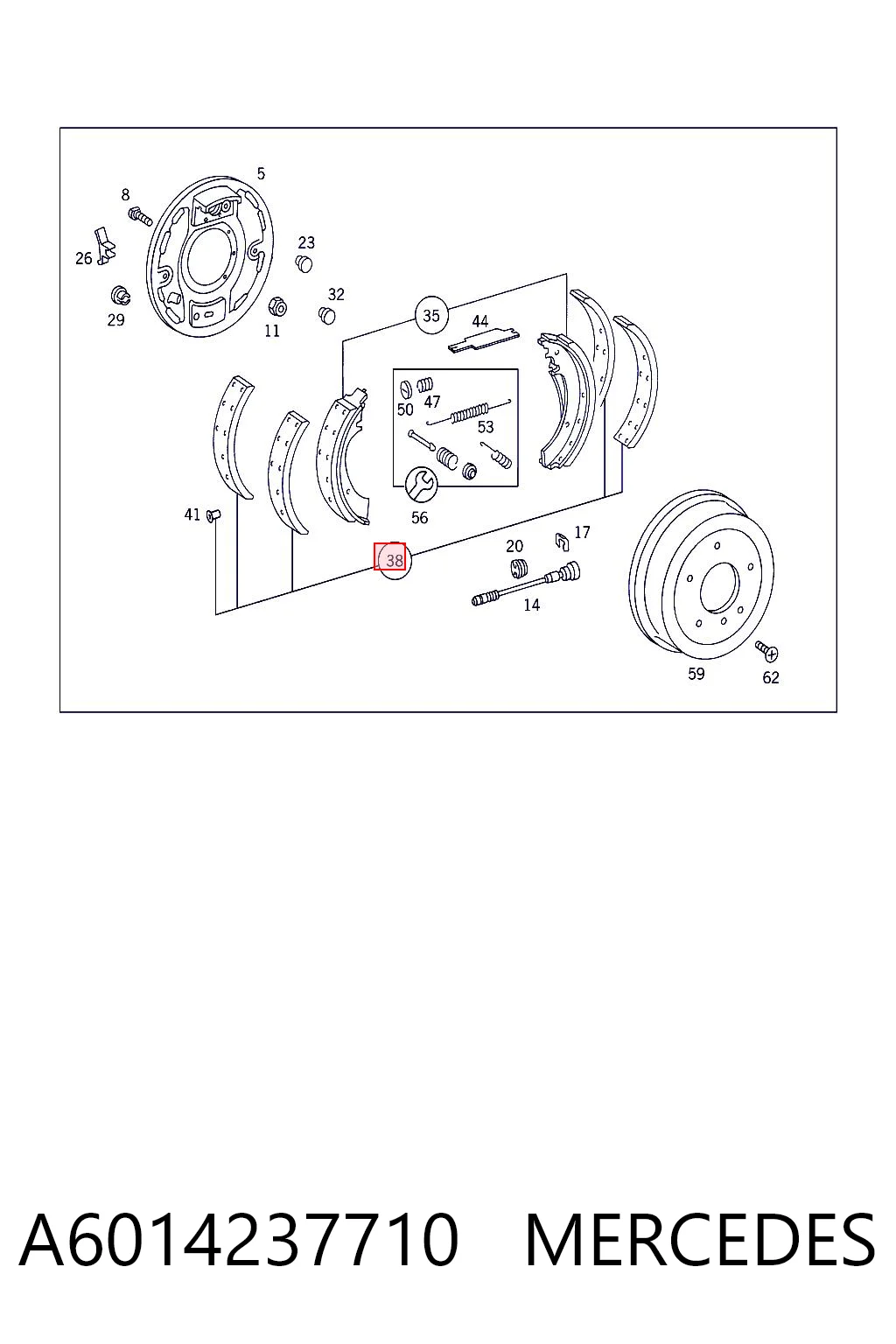 Zapatas de freno de tambor traseras MERCEDES A6014237710