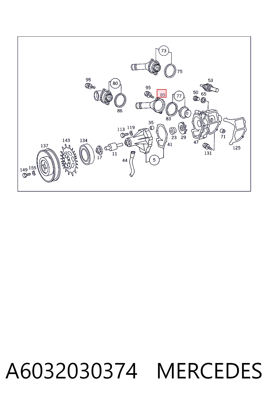 Carcasa del termostato A6032030374 MERCEDES