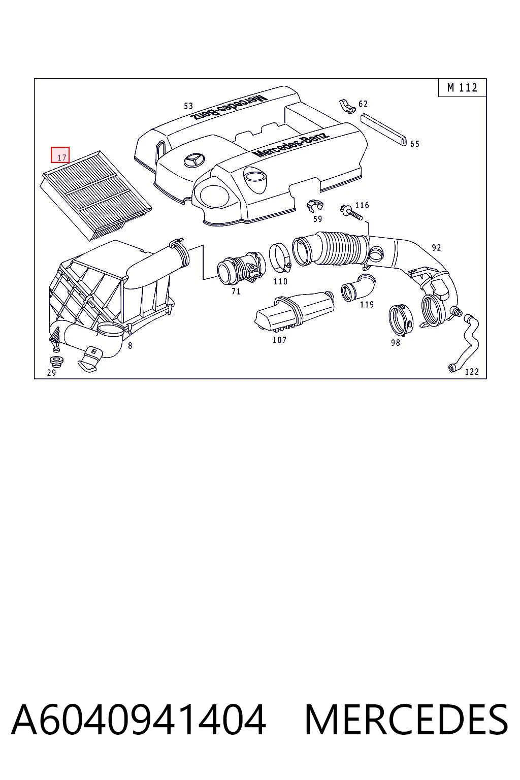 A6040941404 Mercedes Filtro de aire de motor