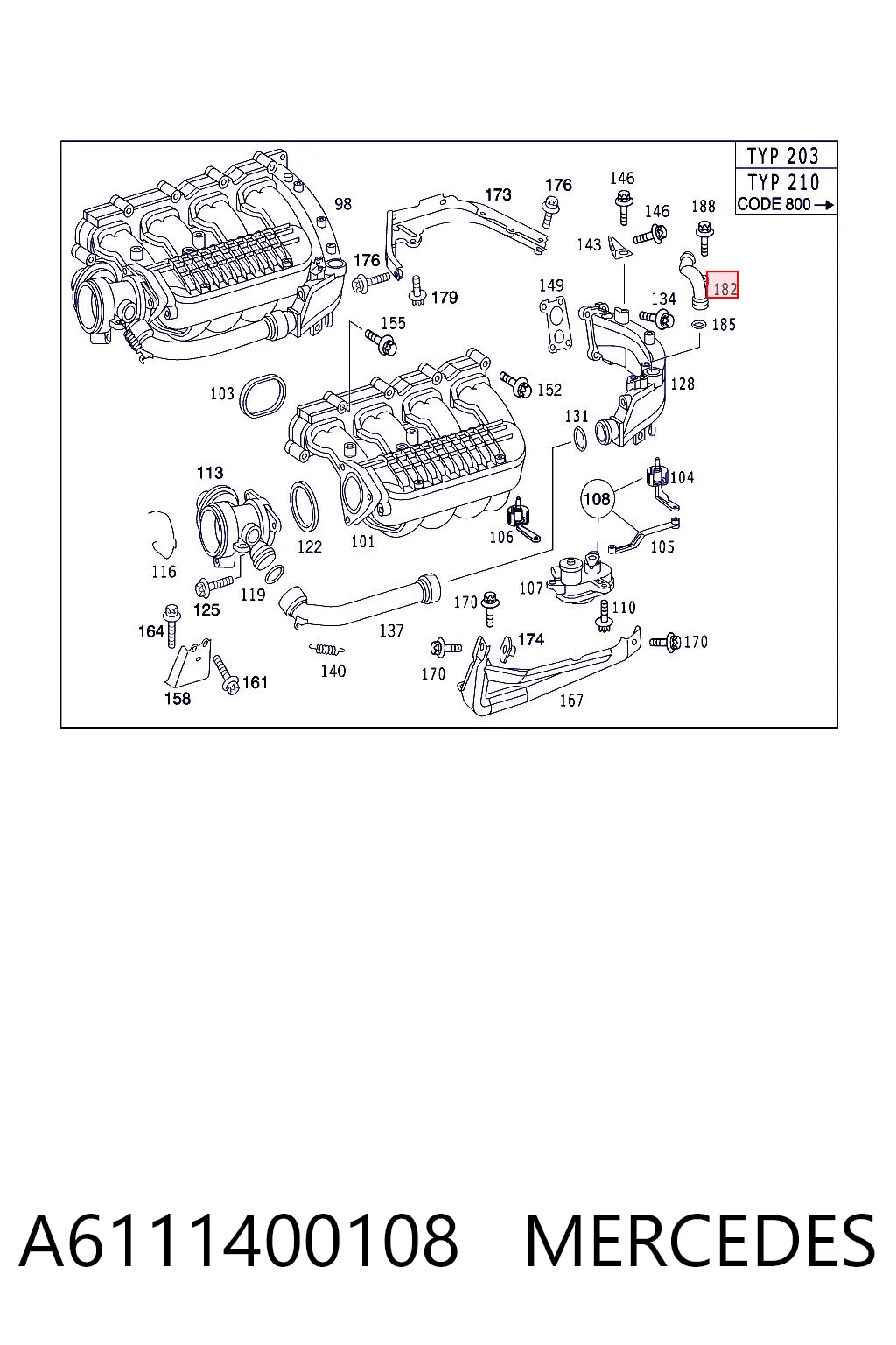 A6111400108 Mercedes Racor del radiador EGR