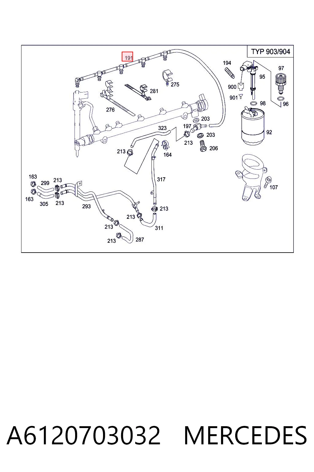 A6120703032 Mercedes Tubo flexible, combustible de fuga 