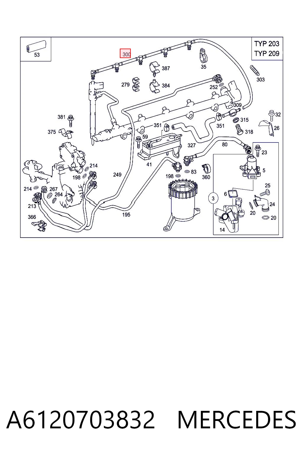 A6120703832 Mercedes Tubo flexible, combustible de fuga 
