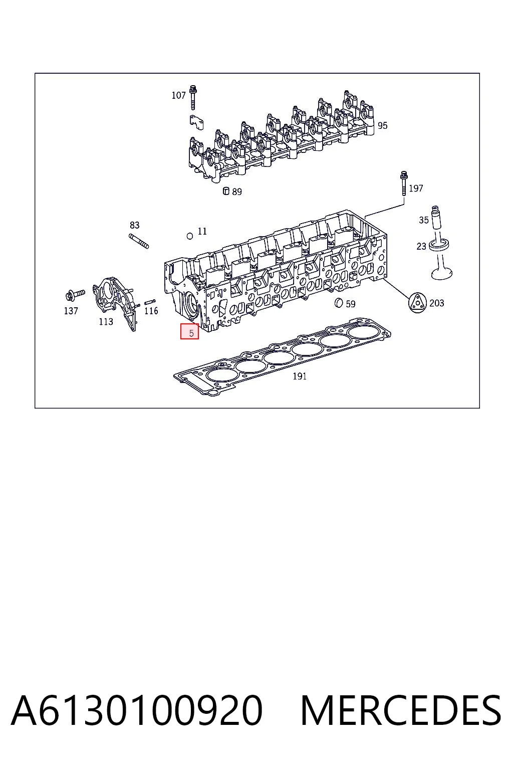 A6130100920 Mercedes Cabeza del motor