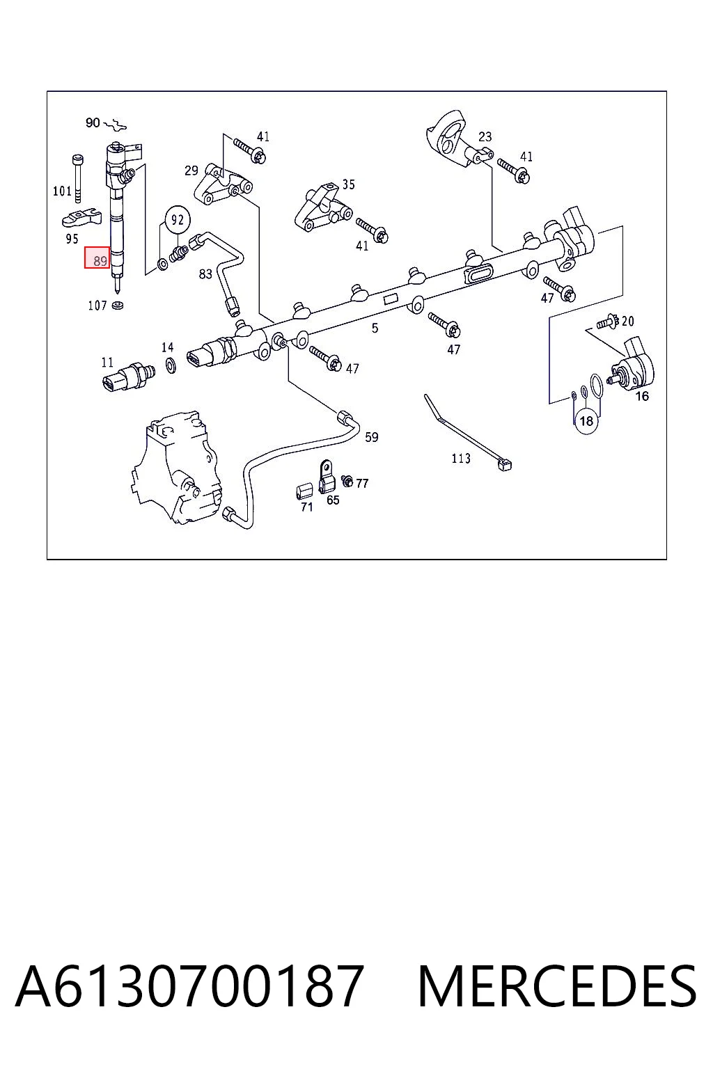 A6130700187 Mercedes Inyector de combustible