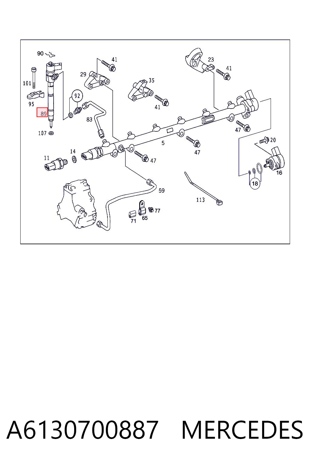 A6130700887 Mercedes Inyector de combustible