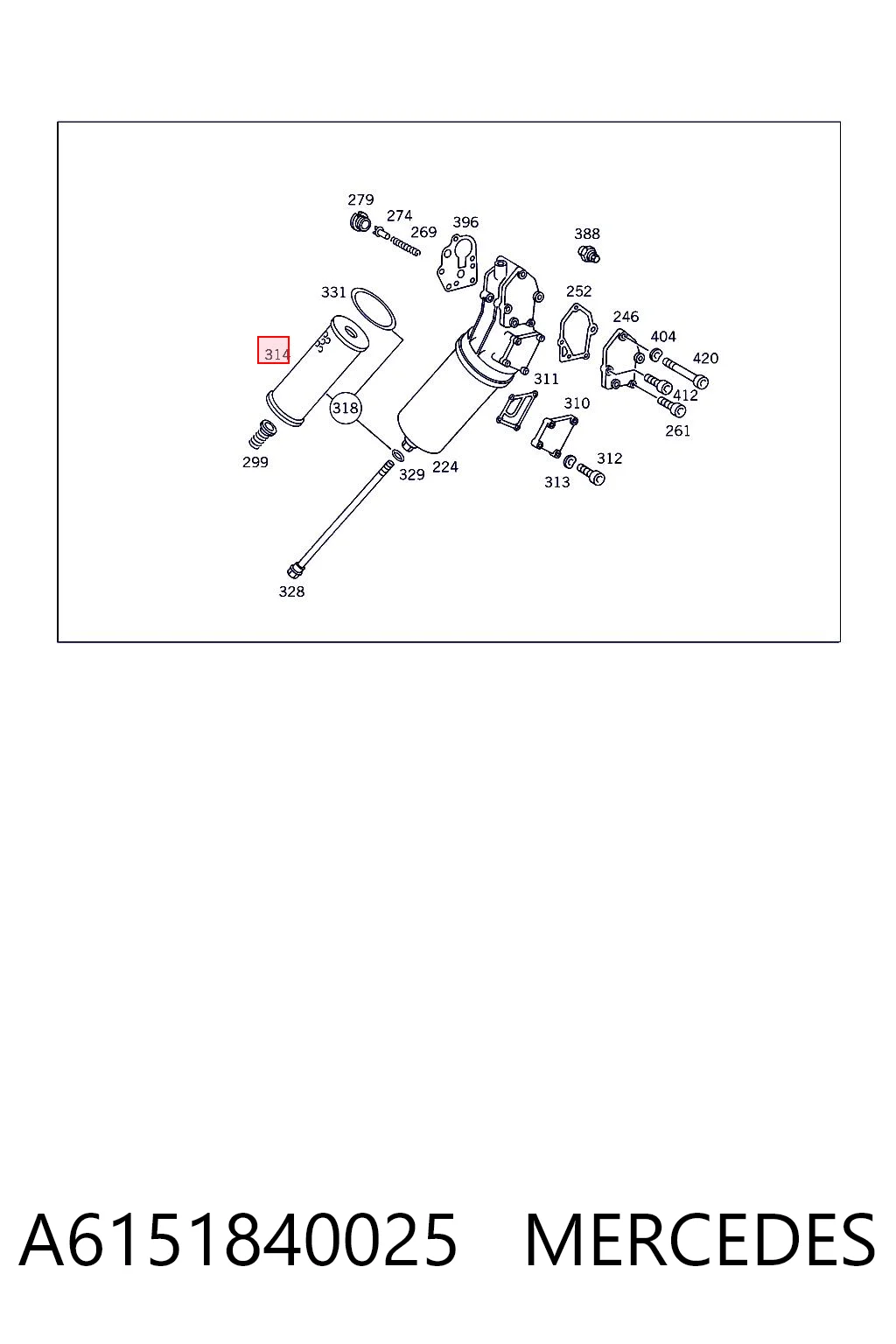 A6151840025 Mercedes Filtro aceite