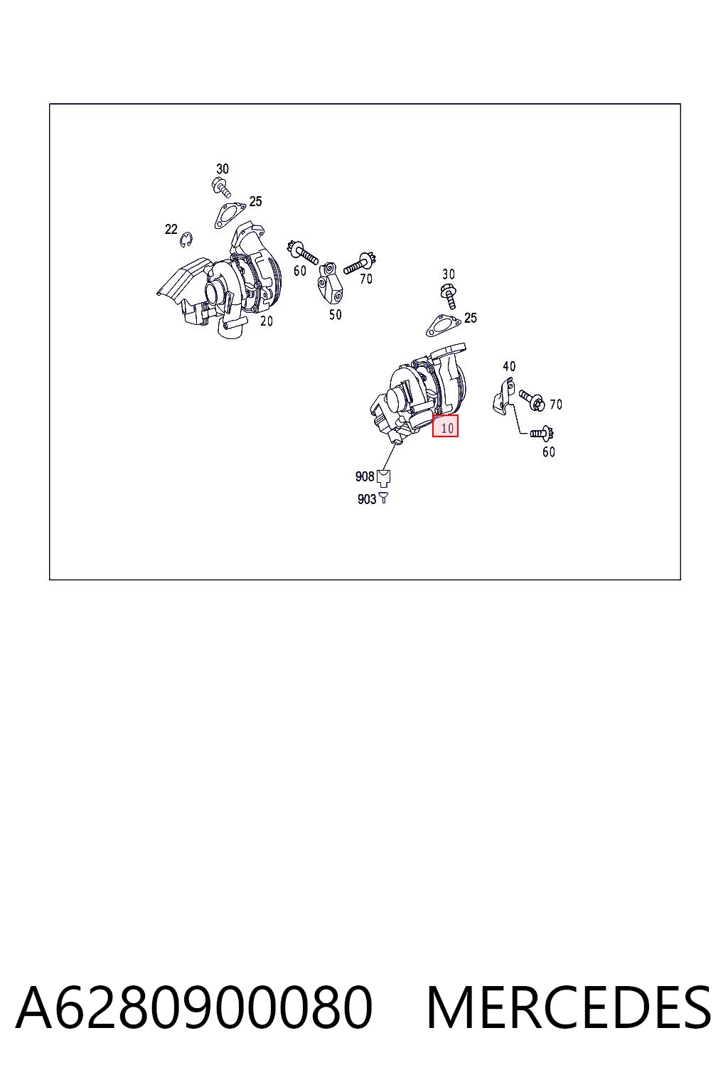 A6280900080 Mercedes Turbo para motor