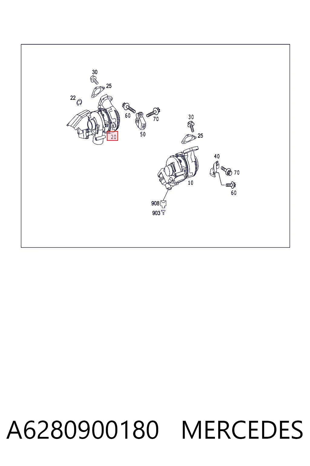 A6280900180 Mercedes Turbo para motor