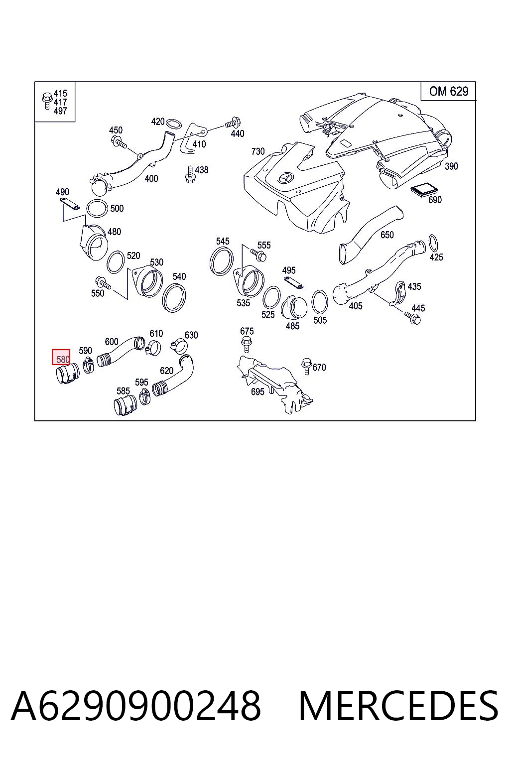 A6290900248 Mercedes Sensor de flujo de aire