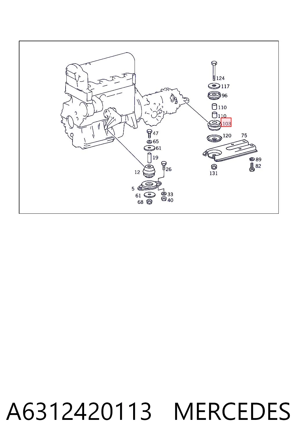 Comprar Soporte de transmisión (soporte de caja de cambios) Mercedes 100  631 a bajo precio