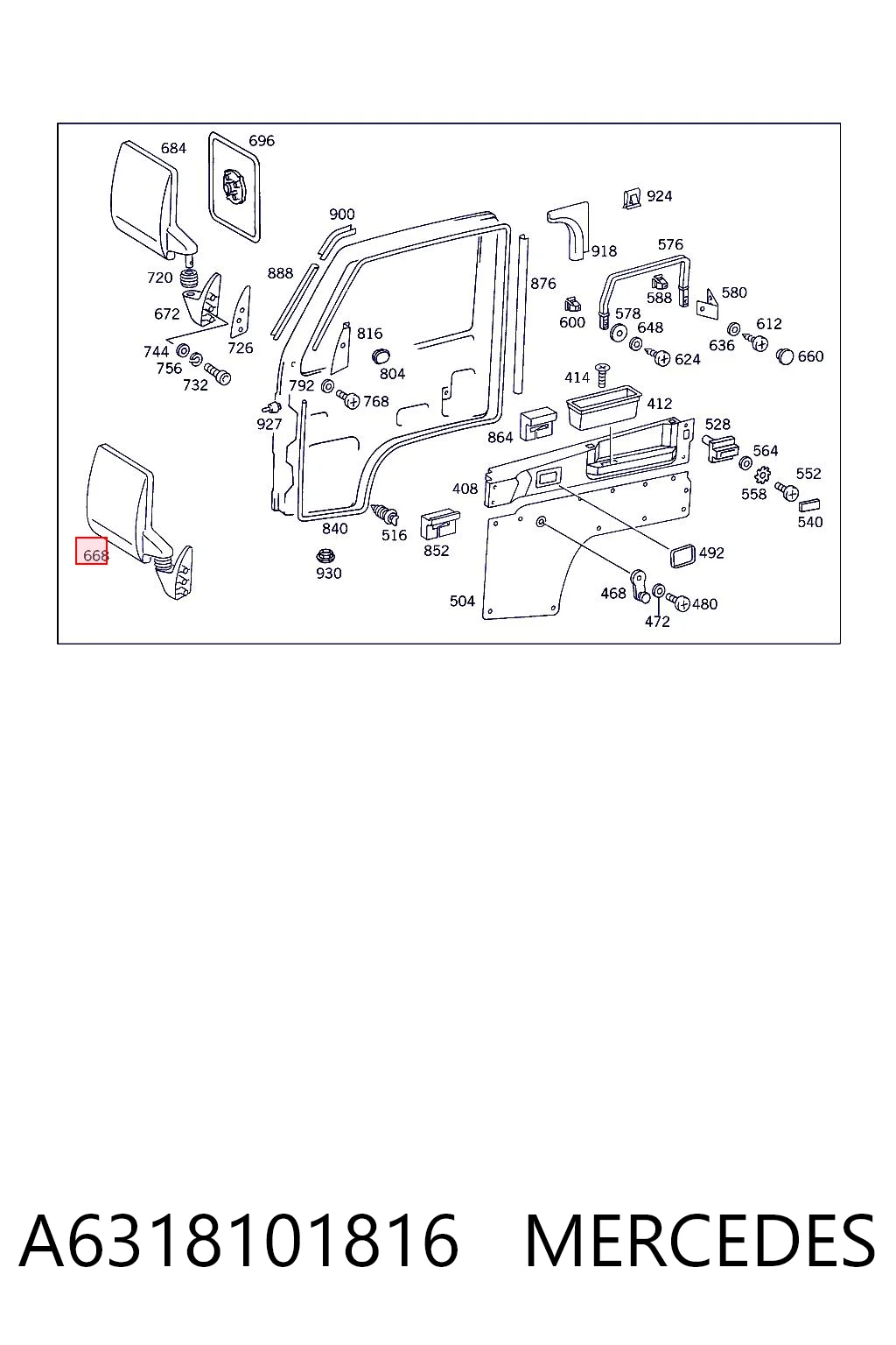 Espejo de retrovisor izquierdo para Mercedes 100 631