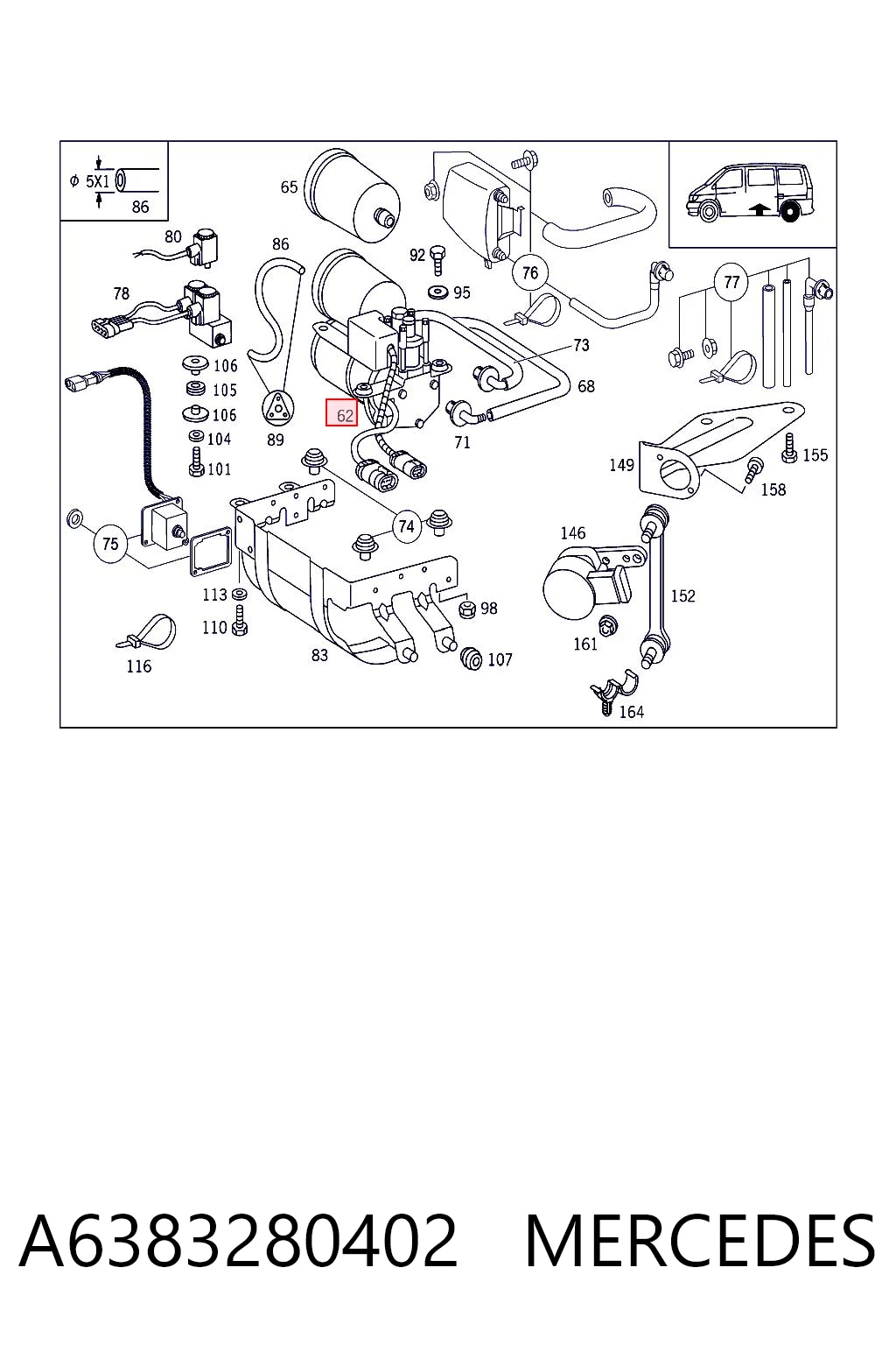 A6383280402 Mercedes Compresor de suspensión neumática