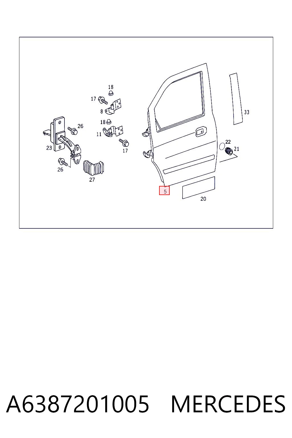 Puerta de coche, delantera, izquierda Mercedes Vito I bus (638) (1996 - 2003) precio, desde 123,42 EUR