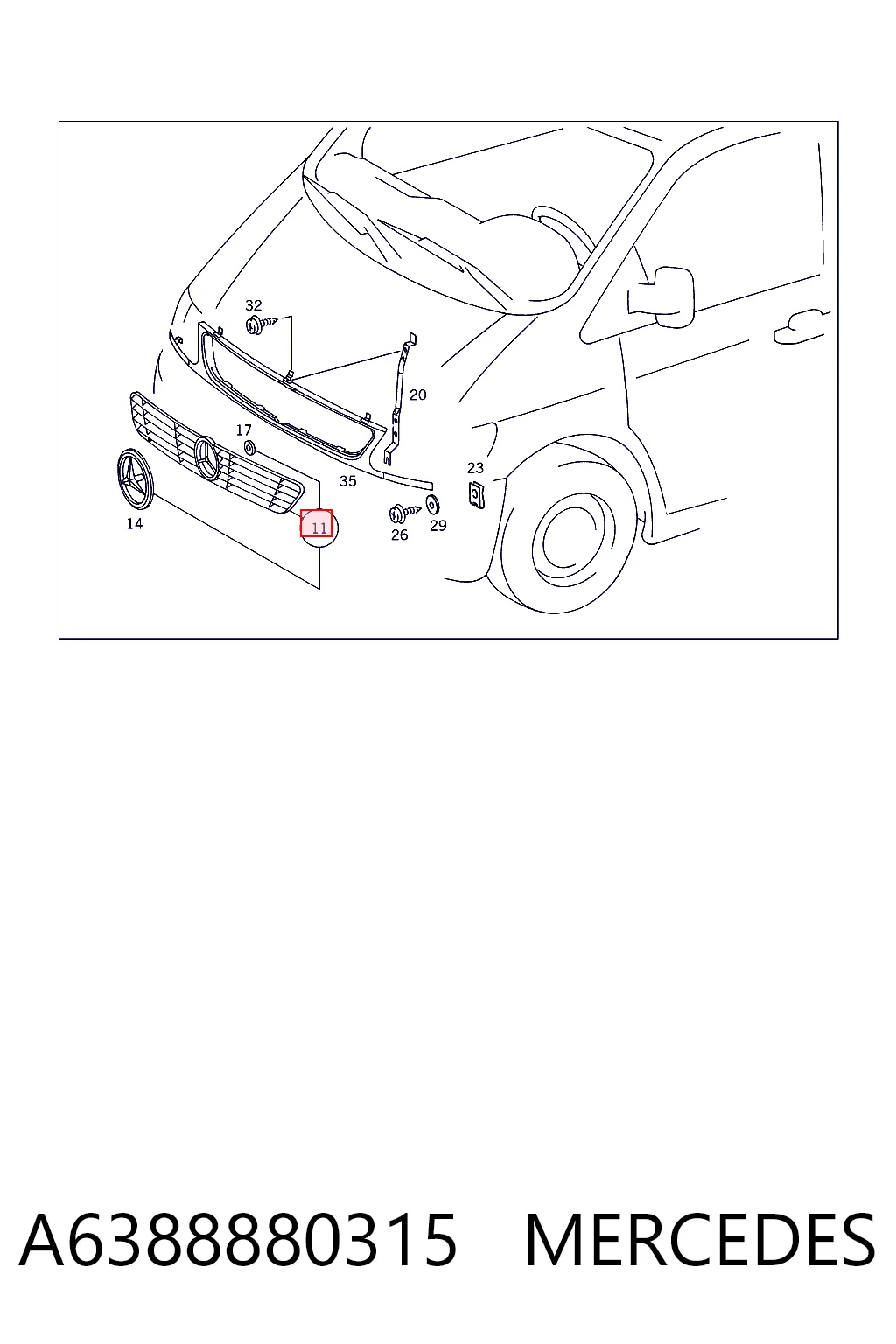 Comprar Parrilla del radiador Mercedes V  638 a bajo precio
