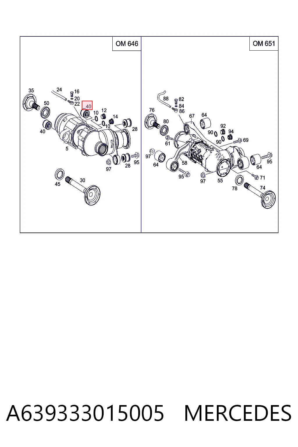 Buje de la traviesa de montaje del diferencial delantero delantero A639333015005 MERCEDES