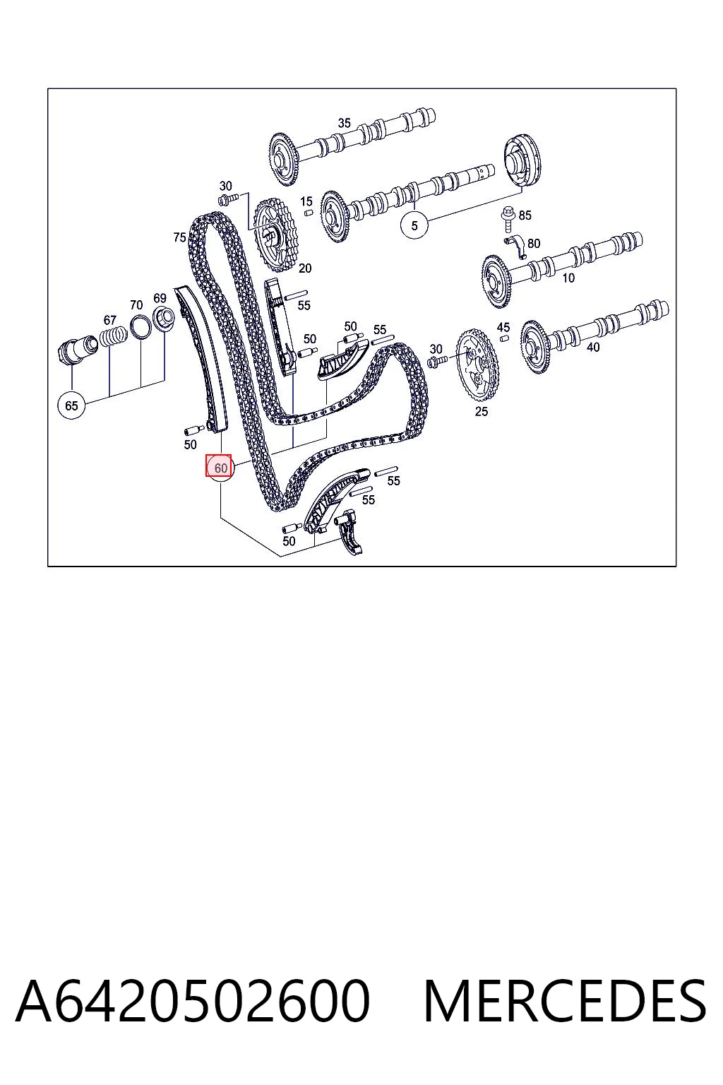 A6420502600 Mercedes Tensor de cadena de distribución, juego