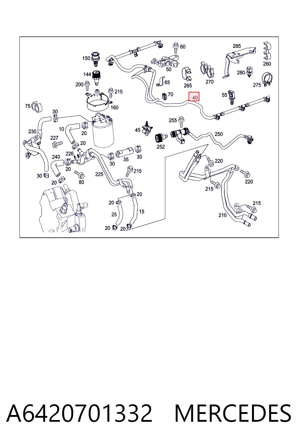 A6420701332 Mercedes Tubo flexible, combustible de fuga 