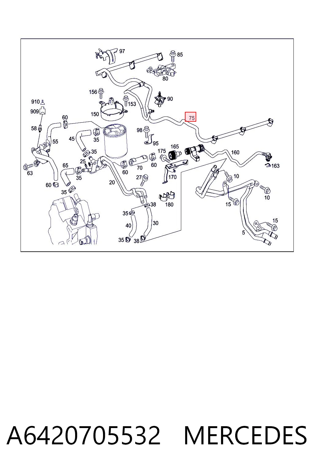 A6420705532 Mercedes Tubo flexible, combustible de fuga 