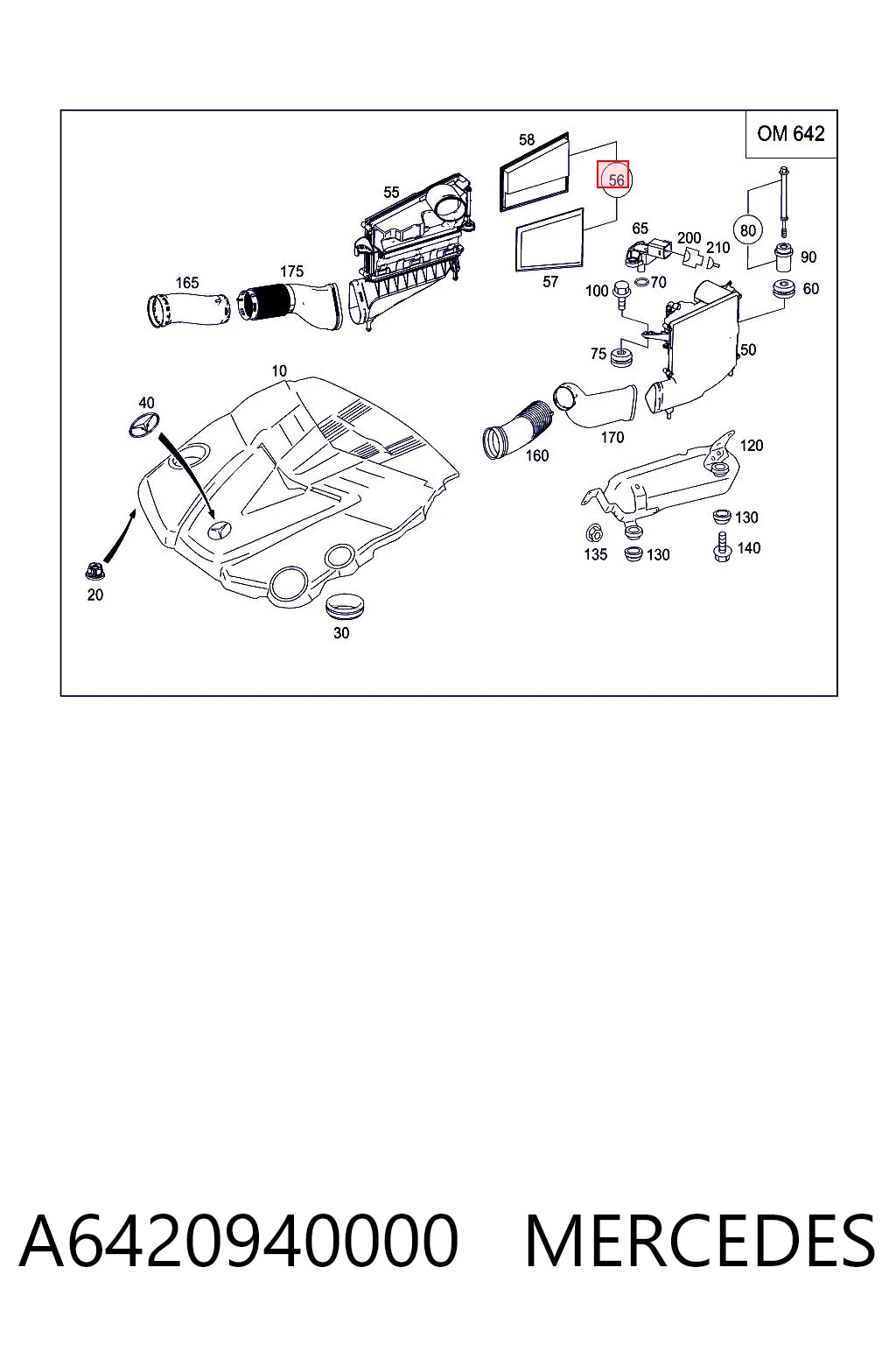 A6420940000 Mercedes Filtro de aire de motor