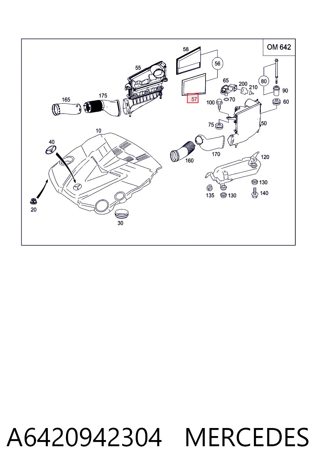 A6420942304 Mercedes Filtro de aire de motor