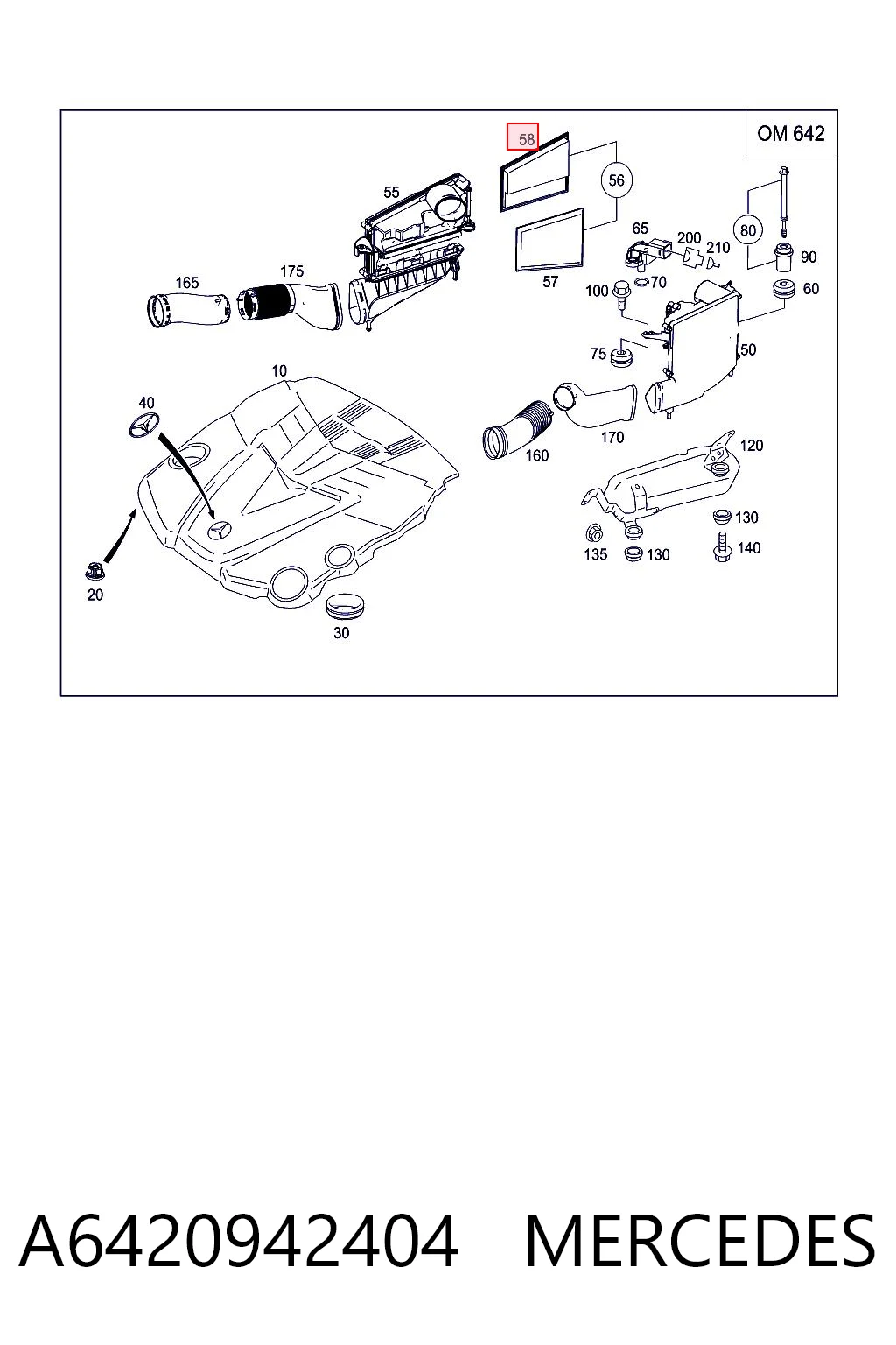 A6420942404 Mercedes Filtro de aire de motor