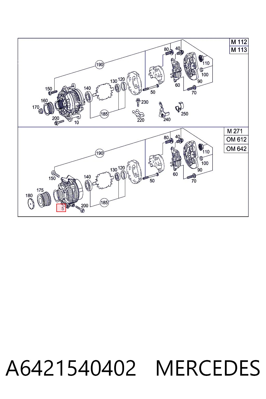 A6421540402 Mercedes Alternador de coche