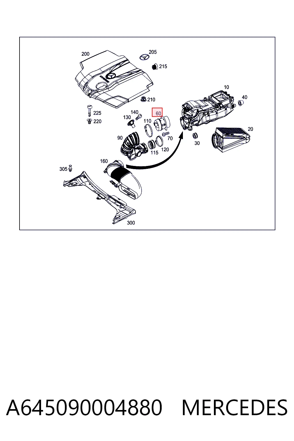 A645090004880 Mercedes Sensor de flujo de aire