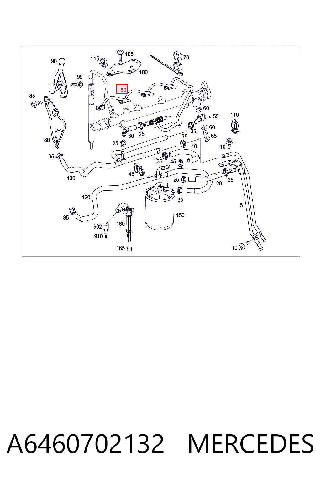 A6460702132 Mercedes Tubo flexible, combustible de fuga 