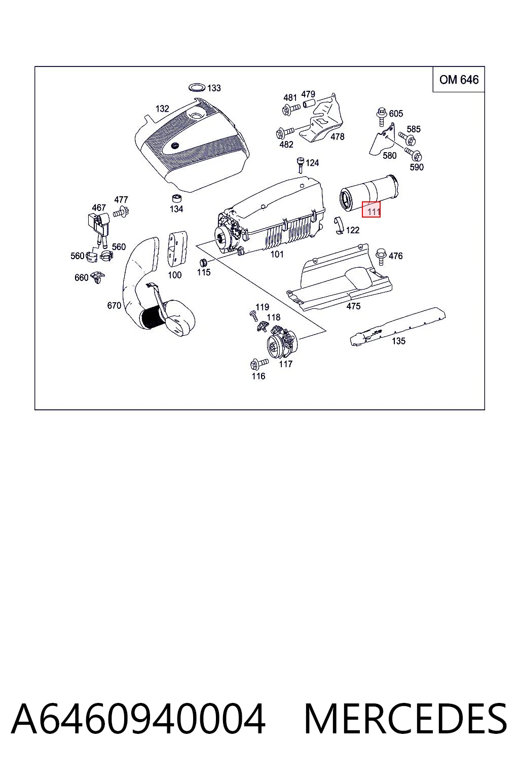 A6460940004 Mercedes Filtro de aire de motor