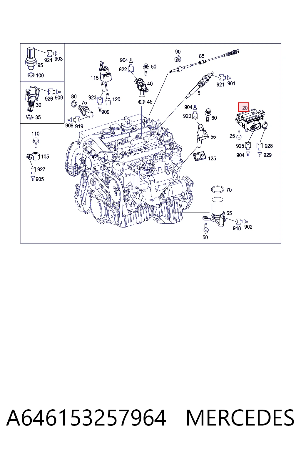 Relé de bujías de precalentamiento A646153257964 MERCEDES