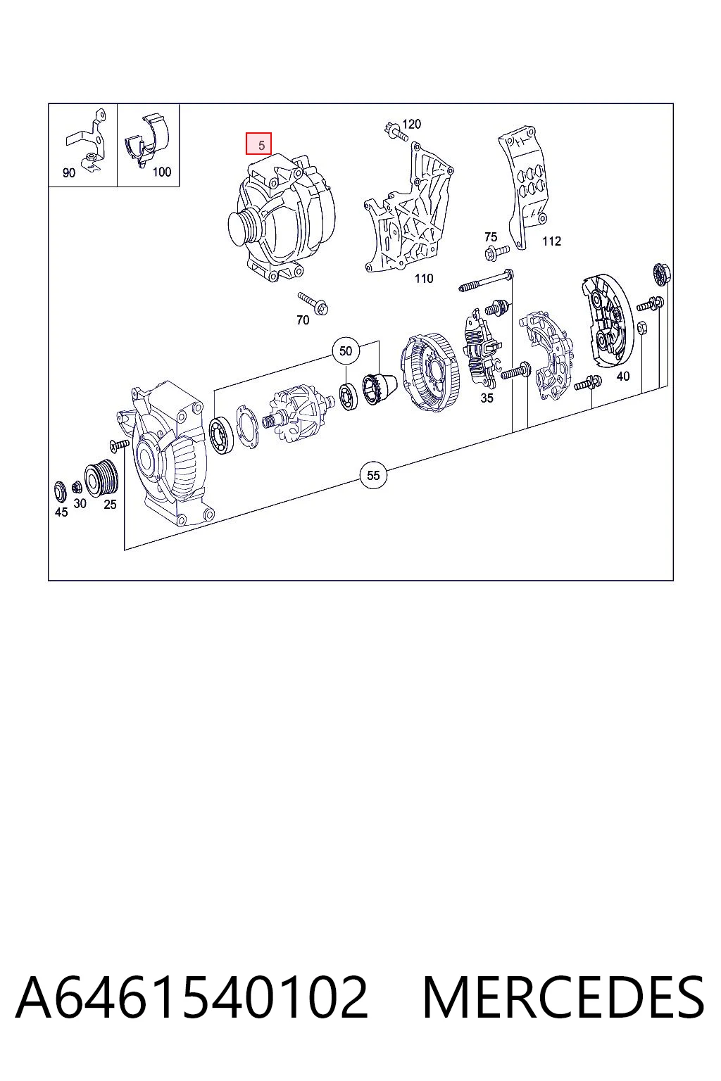 A6461540102 Mercedes Alternador de coche