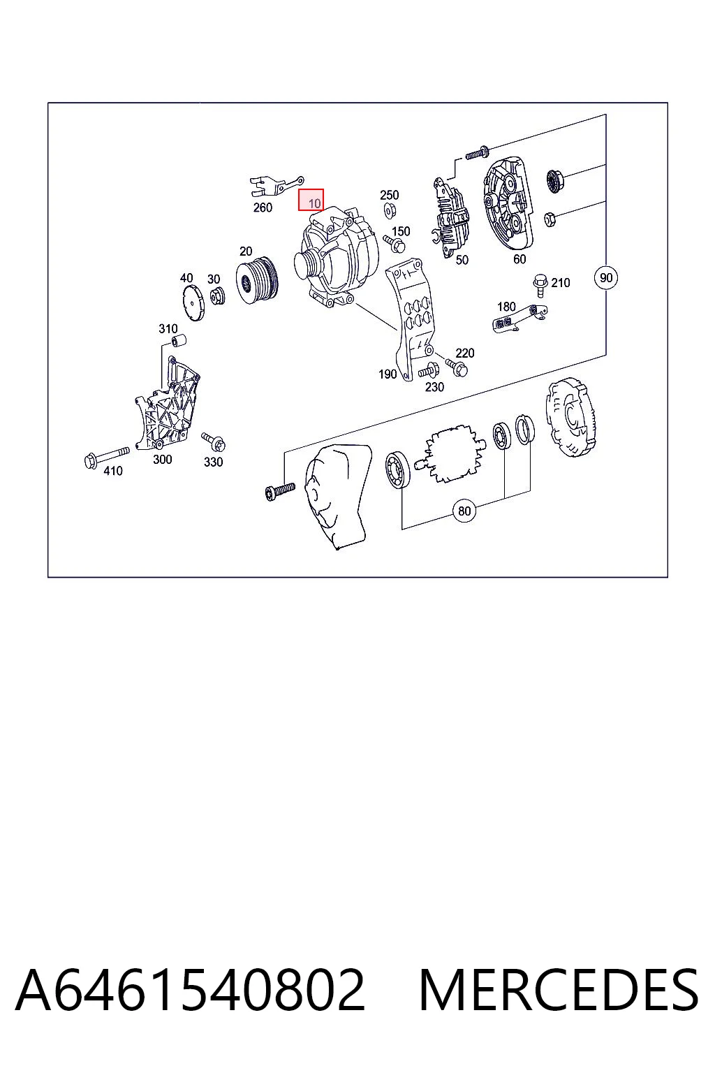 A6461540802 Mercedes Alternador de coche